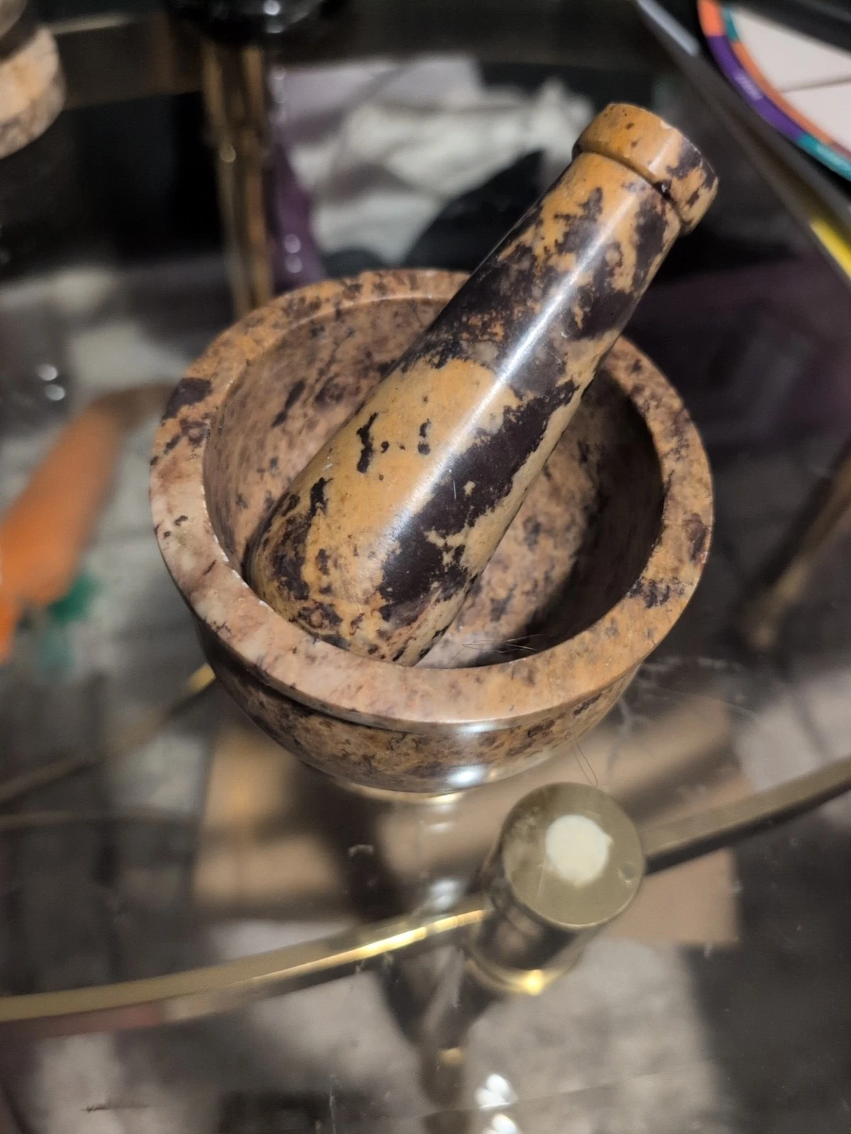 Brown and Black Vrinda Original Mortal and Pestal 4" Bowl