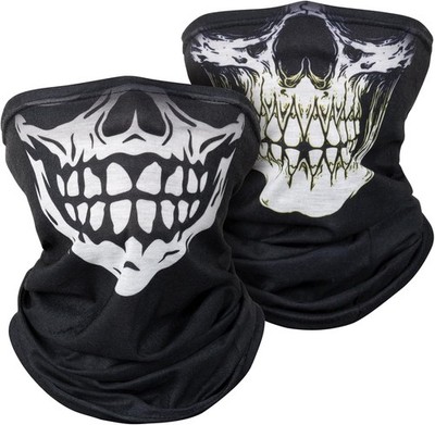 2 Stück Totenkopf Multifunktionstuch, Schädel Motorrad Schlauchschal, Skull