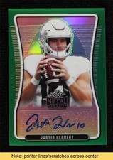 2020 Leaf Metal Draft Portrait Green Rainbow 3/10 Justin Herbert Auto READ uk2
