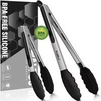 KüChenzange Grillzange 2Er-Set Edelstahl Silikonspitzen 23-30,5Cm Kochen Grillen