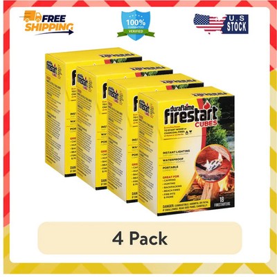4 Pack Duraflame Firestart Cubes 18 Ct Fire Starters for Wood Charcoal Fires