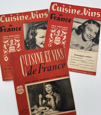 Küche und Weine aus Frankreich 1950. 3 Zeitschriften Pdt Curnonsky Gastronomie Rezepte