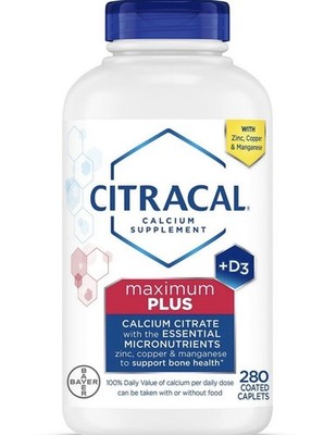 New Citracal Maximum Plus - Calcium Citrate + D3 280 Caplets Bone Health Bulk