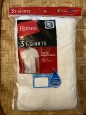 NEW Pkg. HANES Mens 3 White T-Shirts XL 46-48 Cool Comfort Tagless 100 Cotton
