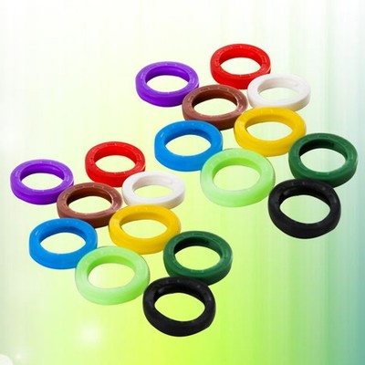 60 Pcs Colorful Key Rings Covers Caps Silicone Identifiers Rubber