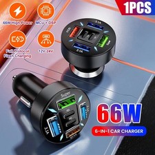 66W Auto Handy Ladestecker 2 PD&4 USB Ladegerät Typ C Adapter Zigarettenanzünder