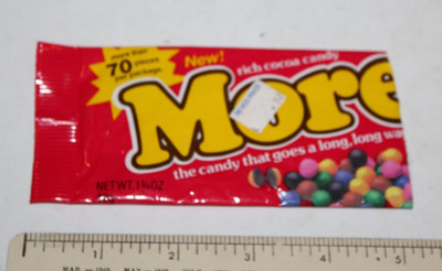 VTG 1980s Leaf More Cocoa Candy Empty Wrapper 1 3/4 oz HTF RARE flat like M&Ms