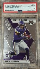 Panini Mosaic 2020 Justin Jefferson #270 PSA 10 Vikings NFL Debut Rookie Card. rookie card picture