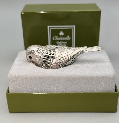 Christofle France Lumière d Argent Baby Sparrow Silver Plated Bird Figurine Box