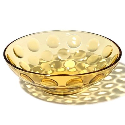 Hazel-Atlas Eldorado Gold Mid-Century Amber Raindrop Glass Serving Bowl