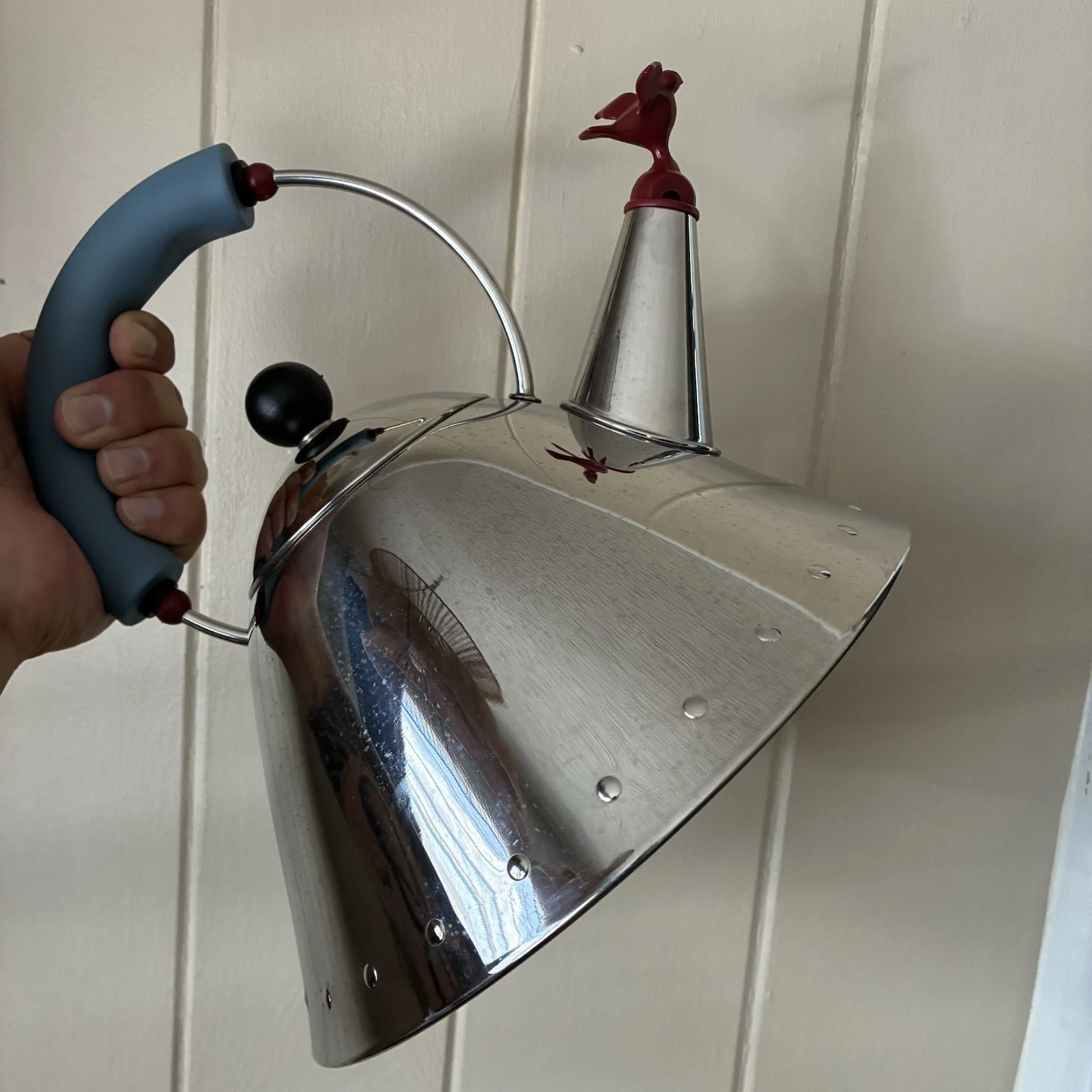 Alessi 9093 Michael Graves Kettle with Bird Whistle, Blue Handle