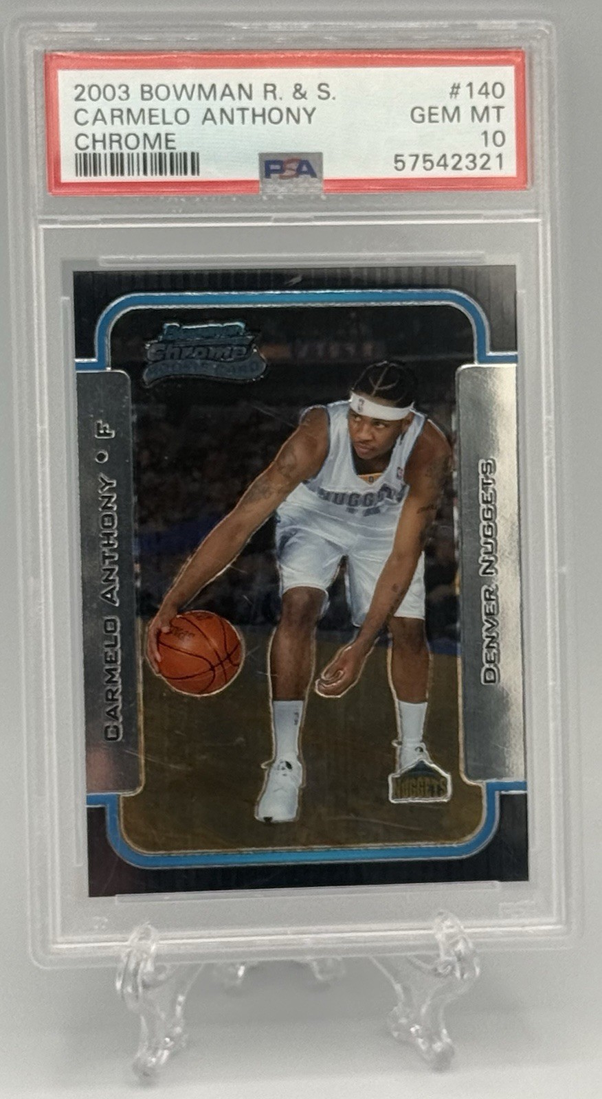 Carmelo Anthony 2003-04 Bowman Rookies & Stars Chrome RC #140 PSA Gem Mint 10!