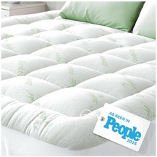 Cooling Pillow Top King Mattress Pad for Back Pain Relief - Green Elegance