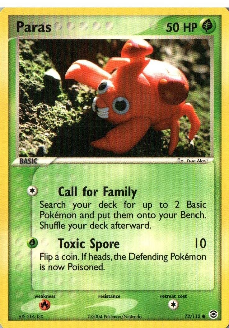 Pokémon TCG EX Leaf Green Fire Red Paras 72/112 NM b