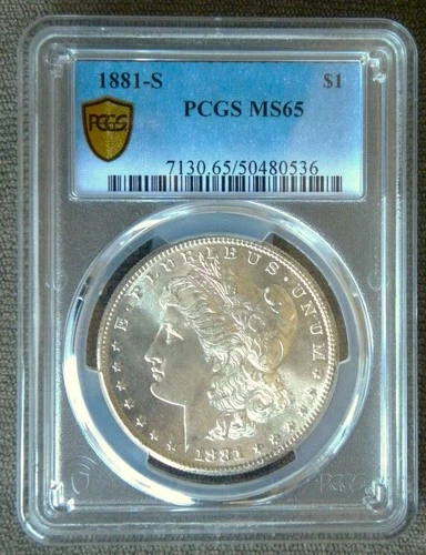 1881 S MORGAN SILVER DOLLAR ~ PCGS MS65 ~ GOLD SHIELD LABEL - PRETTY COIN.