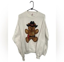 Vintage Jerzees USA Made Teddy Bear Cowboy Graphic Crewneck Sweatshirt XL