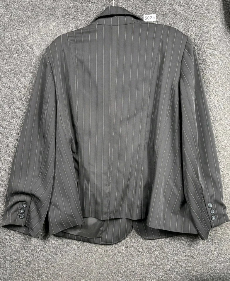 Chaqueta Blazer Lane Bryant Mujer Talla 24 Gris Oscuro Pin Rayas Carrera Oficina Foto 2 de 4