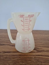Vintage Tupperware 1 Cup Double Sided Measuring Cup Red Lettering Wet/Dry