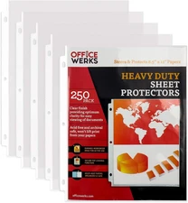Officewerks 250-Pack Heavy Duty Sheet Protectors | 8.5 X 11 Clear Plastic Page S