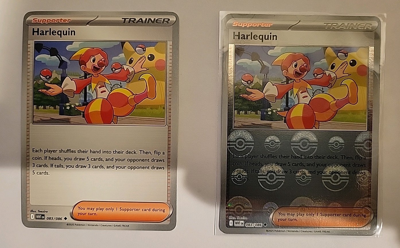 Harlequin 83/86 White Flare Common & Pokeball Reverse Holo Near MINT Quick Ship