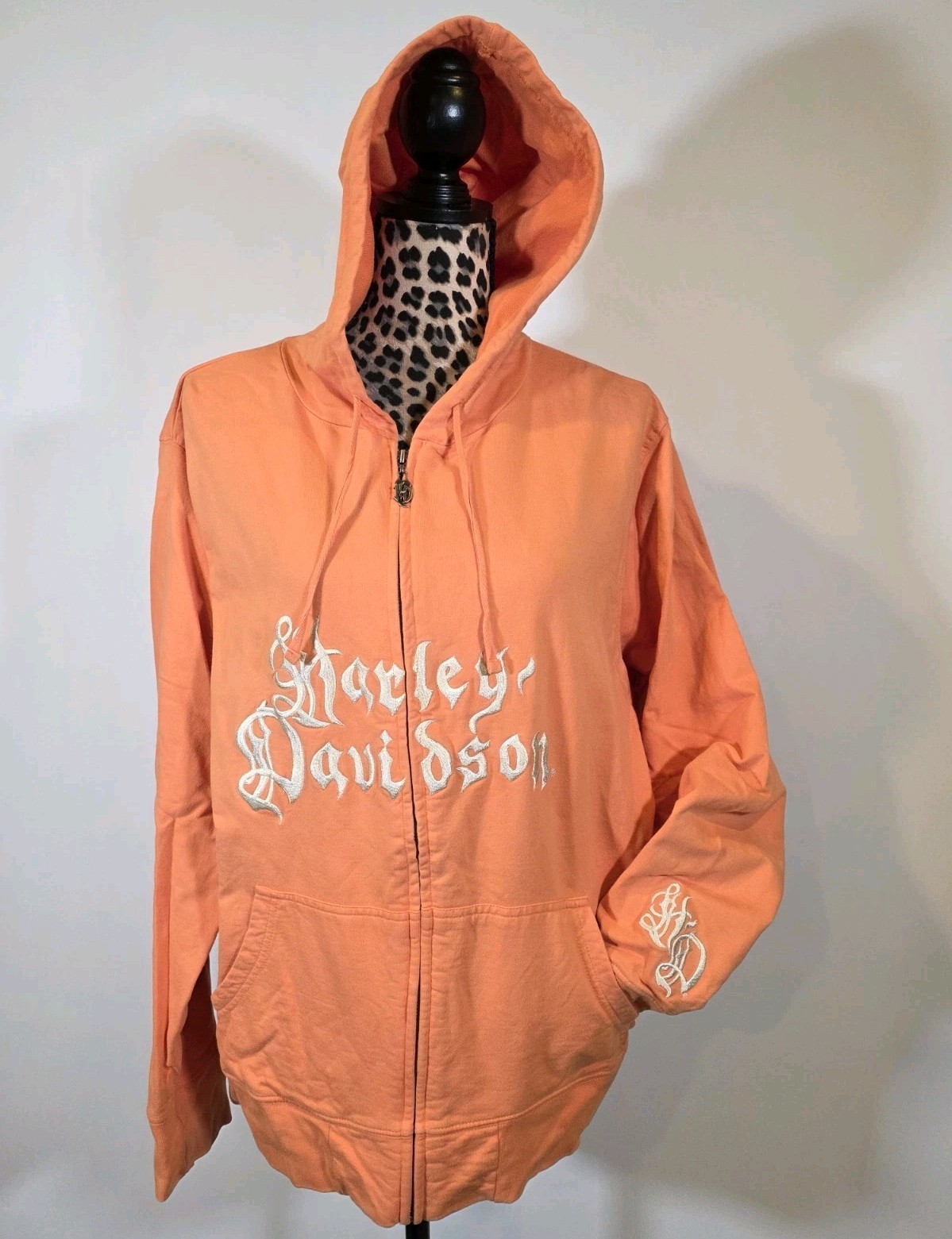 Harley Davidson Womens Size 2W, Orange Zip Up Hoodie
