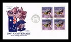 US COVER AUSTRALIA 200TH ANNIVERSARY FIRST DAY ISSUE BLOCK OF 4 ARTMASTER