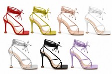 Women s Strappy Stilleto Heels Dress Sandal Square To High Heel Block Heel