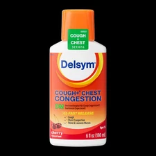 Delsym Cough Plus Chest Congestion DM Relief Liquid Cherry Max Strength 6 fl oz
