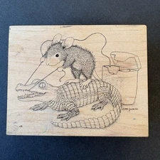 House Mouse Stampa Rosa Floss Boss Aligator Teeth Rubber Stamp 388H