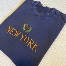 Adult Unisex Navy Blue Vintage Single Stitch New York Tshirt Size XL Made In USA