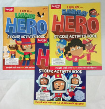 Sticker Activity Books For Kids. Set of 3 space, rancher, everyday hero stickers