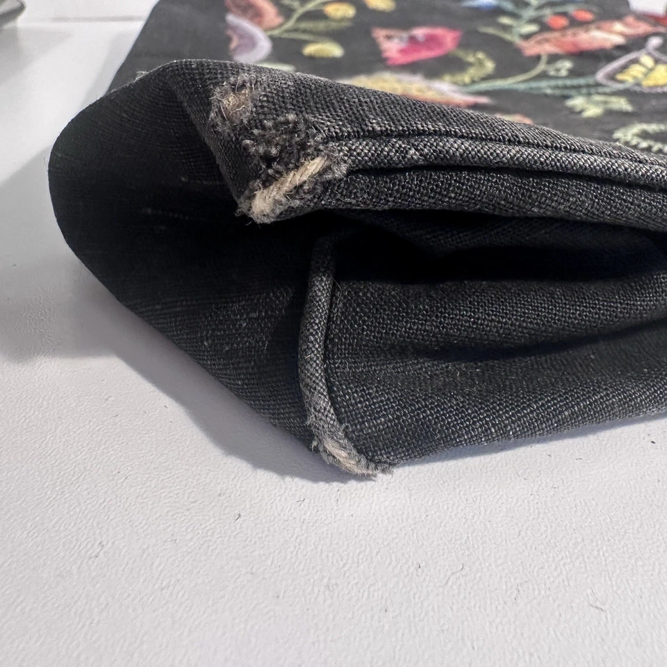 Bolso de mano bordado a mano floral de lino baquelita a presión años 30 bolso sin asas de colección Foto 4 de 4