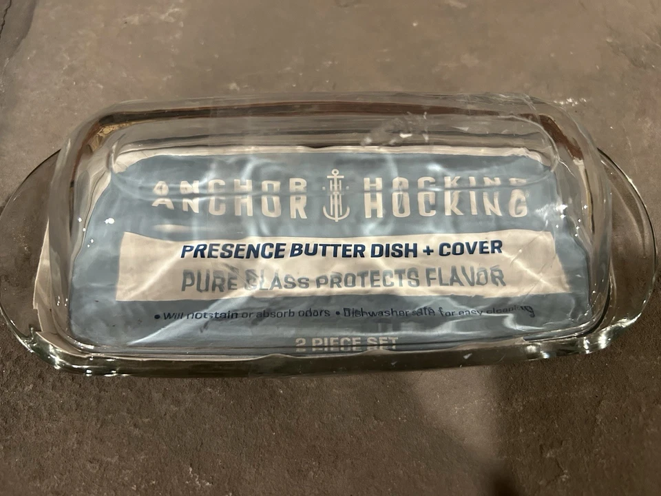 Anchor Hocking Glass Butter Dish New Still Sealed In Plastic Never Used - Image 2 of 2