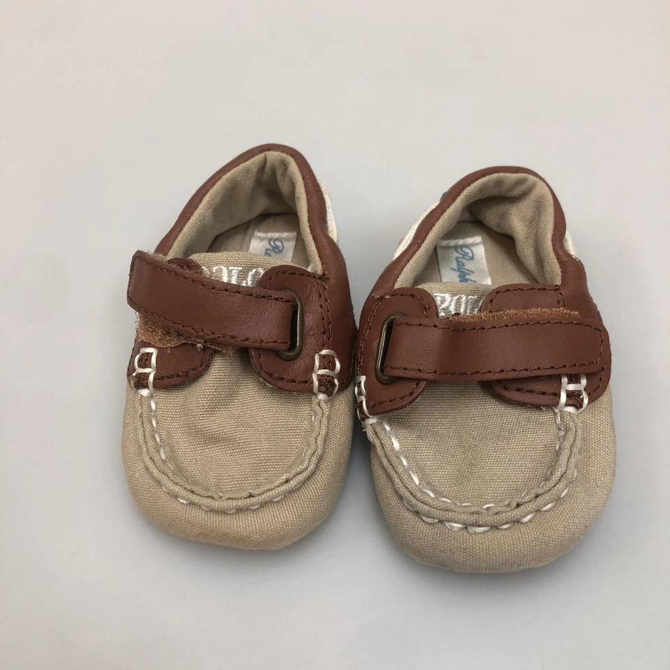 Ralph Lauren Zapatos Infantiles Talla 2.5 Marrón Tostado Niño Lijadora EZ Barco Sin usar, en caja EU 17 Foto 3 de 4