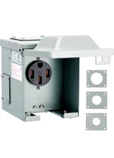 RVGUARD 50 Amp 125/250 Volt RV/EV Power Outlet Box, Enclosed Lockable