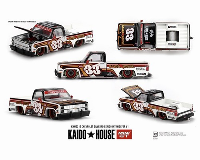 #ad Kaido House x Mini GT Chevrolet Silverado KAIDO Intimidator V1 White Brown 1 64 $24.95