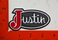Justin Boots Embroidered Iron-On Patch Western Cowboy Logo Badge