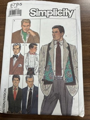Simplicity Pattern 8785 Men s Accessories Ties Scarf Ascot Cummerbund Cut 
