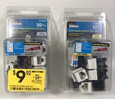 Ideal Keystone Modular Jack White - 10 Pack of CAT6 and 10 Pack of CAT5E Lot