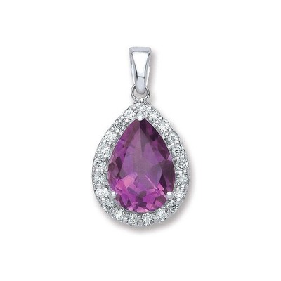Anhänger 9 kt Weißgold 0,20 kt Diamant 1,75 kt Amthy. Birnenform
