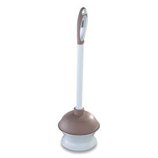 Quickie Toilet Plunger  Caddy, 16" Handle, 6.5" dia, White/Taupe, 2/Pack