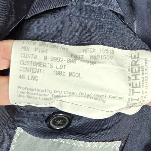 Hickey Freeman Madison Loro Piana Super 130s 46L Black Wool Suit Jacket Vintage - Picture 11 of 12