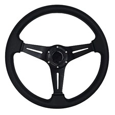 13.8” Auto Racing Steering Wheel Flat Drifting 6 Bolts Car Sport Steering Black