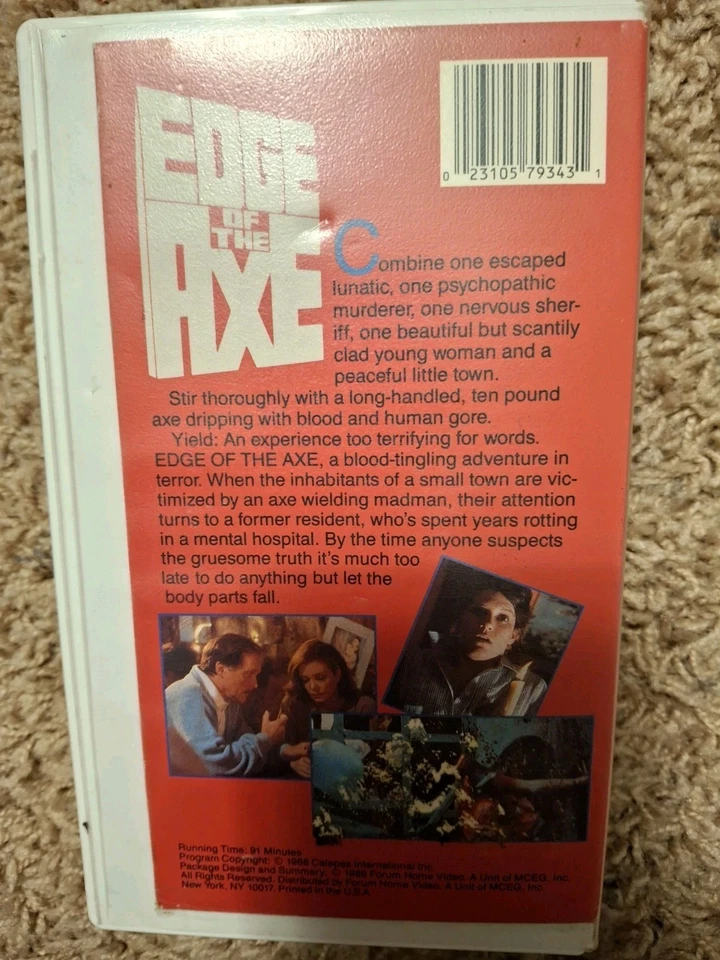 Edge of the Axe VHS Horror Movie 1989 Cut Box Exrental Clamshell Vintage Slasher - Image 2 of 4