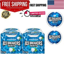 Coolmint Sugar-Free Breath Mints - 8 Tins of 1.5 oz for Instant Freshness
