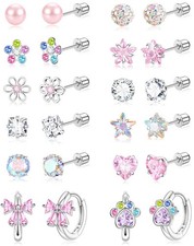 Flat Screw Back Hypoallergenic Earrings for Women Teen Girls Toddler Silver