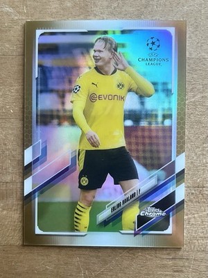 2020-21 Topps Chrome UCL Erling Haaland #49 True Gold Refractor /50