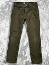Gap Denim Jeans Kids 10 Olive Green Slim Straight Stretch Cotton Casual Pants