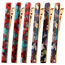  6Pcs Hair Clips,Hair Accessories for Women, Resin Duckbill 6 Pcs Blue & Red