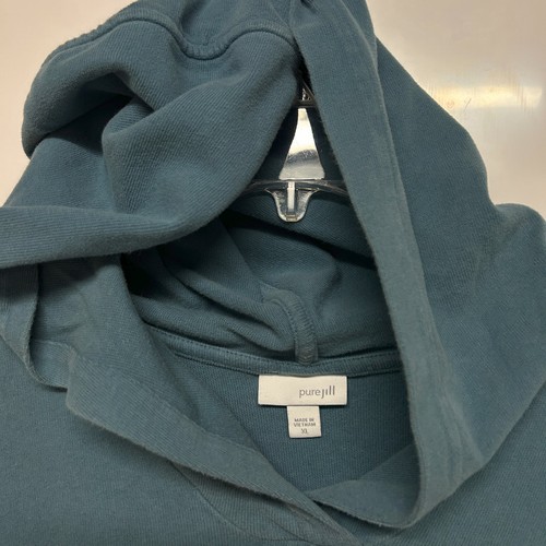 J. Jill Pure Jill Cotton BLUE Pullover Hooded Tunic Top Pockets Lagenlook Boho - Picture 3 of 21